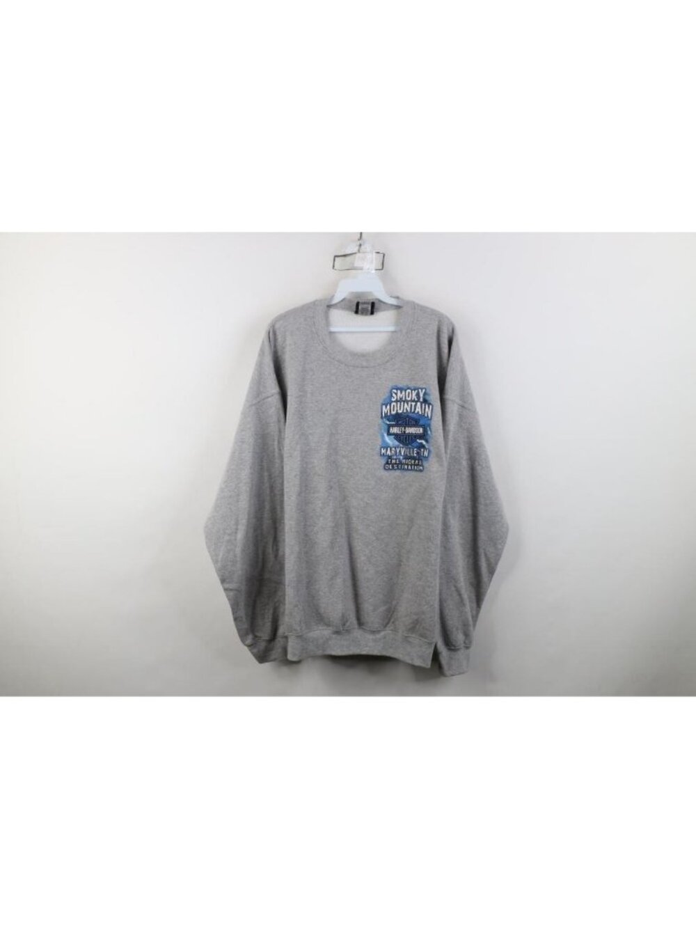 Y2K Harley Davidson Mens XL Spell Out Lightning Dragon Crewneck Sweatshirt Gray